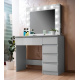 Aga Dressing table with mirror, lighting and el.drawer Glossy White