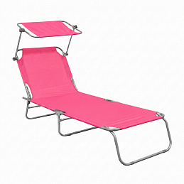 Aga Garden Reclining Lounger with Canopy Pink