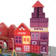 Wooden blocks with mat city 100 pcs Kruzzel 19159