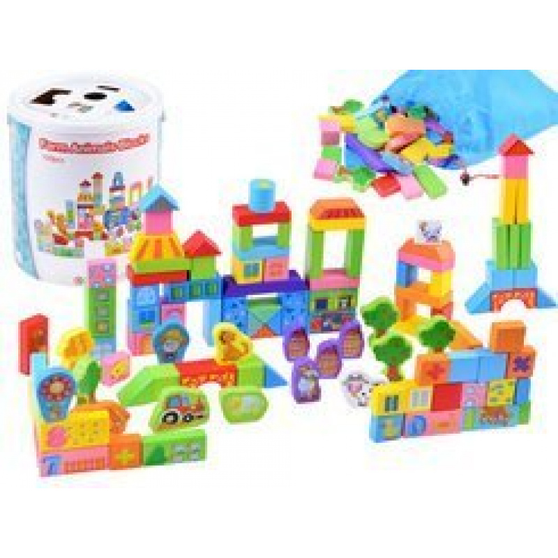 Colored wooden cubes Farm 100pcs ZA3565