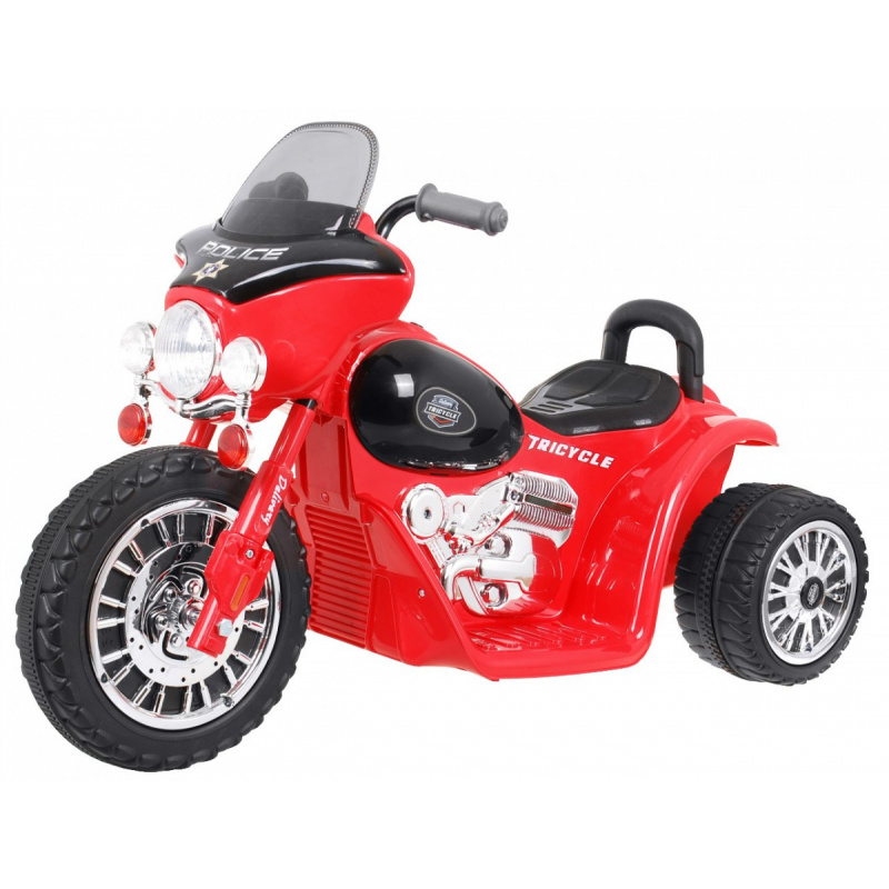 Children's Battery-Powered Bike Chopper Red + 3 Wheels + Sounds + LED Lights