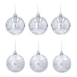 Aga Christmas Ornaments 7cm 6pcs Silver - Snowflakes