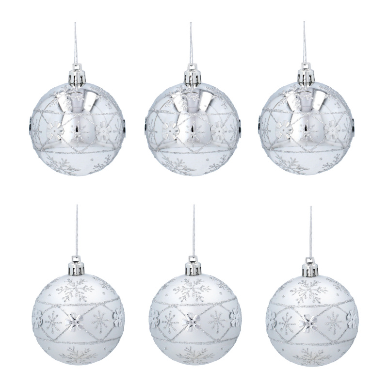 Aga Christmas Ornaments 7cm 6pcs Silver - Snowflakes