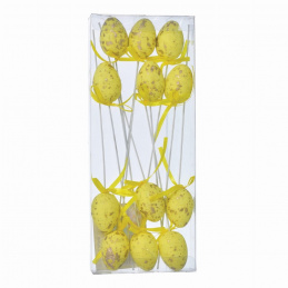 Metallic polystyrene eggs on sticks 12 pcs