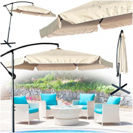 Garden umbrella large folding cantilever umbrella 290 cm beige
