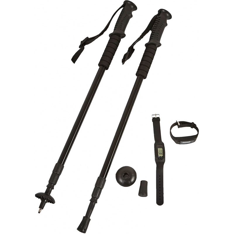 Aga Trekking poles AntiShock Black with pedometer