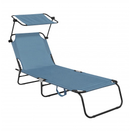 Aga Garden Reclining Lounger with Canopy Light Blue