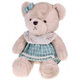 Plush TEDDY BEAR - beige Zosia 58cm in green VINTAGE dress ZA5923 D universal
