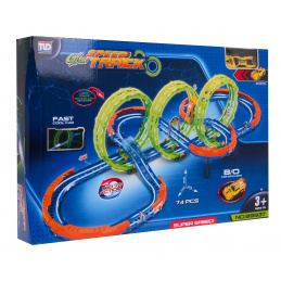 Extreme racing track for kids 3+ Construction pieces 74 pcs. + Car with LED + 360 loops