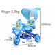 3-Wheel Balance Bike for Kids Kačenka Blue + Sounds + Canopy + Barrier + Footrest + Handle + Storage Space