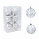Aga Christmas Ornaments 7cm 6pcs Silver - Leaves