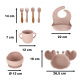 Aga Dining Silicone Tableware Set for Children / Baby 9-piece Pink Crab