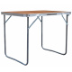 Aga Folding Camping Table 80x60x70 cm Brown