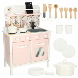 Wooden kitchen unit with pink flowers oven LULILO