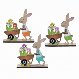 Wooden decoration for standing Easter bunny mix of patterns
