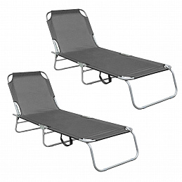 Aga 2x Garden Reclining Lounger Grey