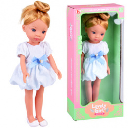 Lovely Girl Doll with a Blonde Ponytail in a White Dress 33cm ZA5850 Universal