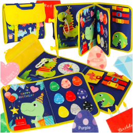 Sensory manipulation board Montessori backpack blue