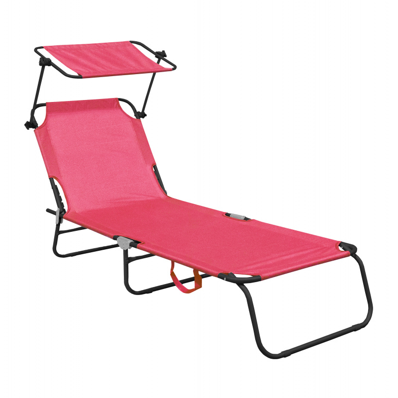 Aga Garden Reclining Lounger with Canopy Pink