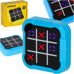 Circular cross electronic logic game tic tac toe portable console blue