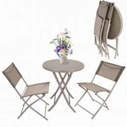 Balcony terrace furniture - folding table, 2 chairs