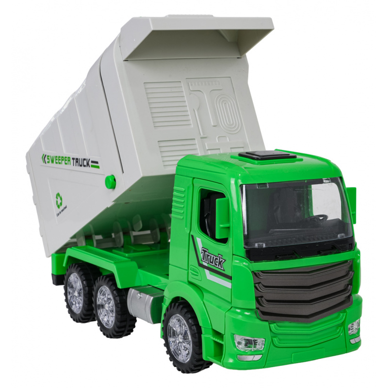 Garbage truck with light and sound function, green