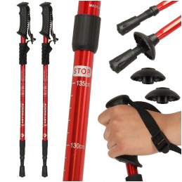Nordic walking poles foldable 2 pieces red