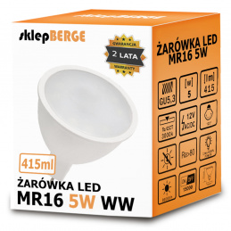 LED bulb 12V - MR16 - 5W - 415 lm - warm white
