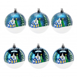 Aga Christmas Ornaments 7cm 6pcs Blue - Church