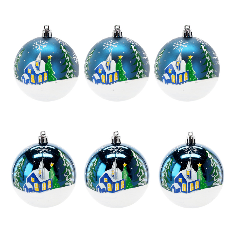 Aga Christmas Ornaments 7cm 6pcs Blue - Church