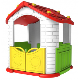 Children's Garden Playhouse 3 in 1 Red + Slide + Garden with Fence