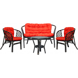 Aga Rattan set BAHAMA Black Red