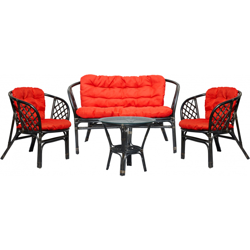 Aga Rattan set BAHAMA Black Red