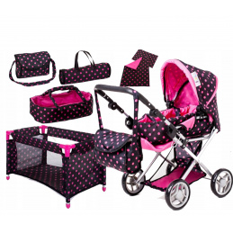 Doris Doll stroller set 5in1 Hot Pink 1