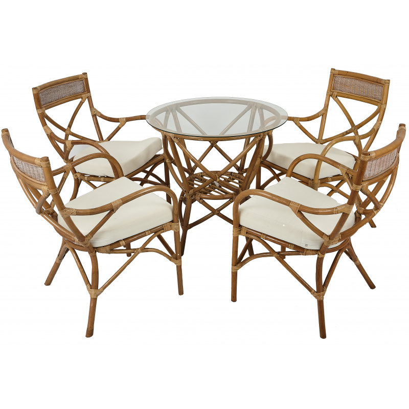 Aga Rattan set PANJI Dark Honey/ White