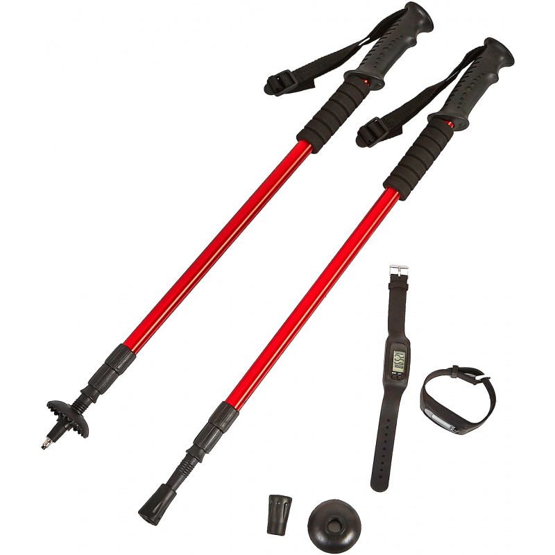 Aga Trekking poles AntiShock Red with pedometer