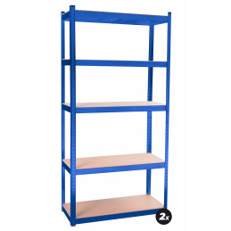 Aga 2x Metal Shelf 180x90x40 cm 5 Shelves Blue