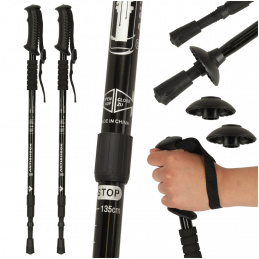 Nordic walking poles foldable 2 pieces black