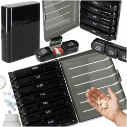 Black medication organizer container