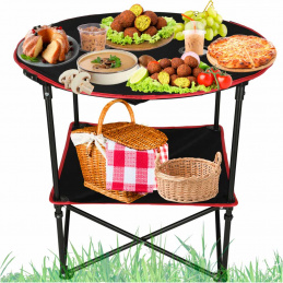 Travel folding table with black cover