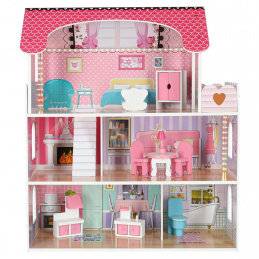 Aga MDF Dollhouse with furniture 70 cm Pink LED