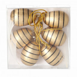 Wooden hanging egg decoration, 6 pcs.