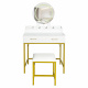 Aga Dressing Table with Mirror and Lighting + Stool White