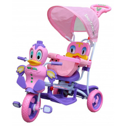 3-Wheeled Balance Bike for Kids Kačenka Purple + Sounds + Canopy + Barrier + Footrest + Handle + Storage Space
