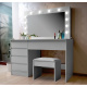Aga Dressing table with mirror and lighting + stool Matte white