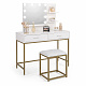 Aga Dressing Table with Mirror and LED Lighting + Stool Matte White