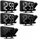 Mirror clock with projector Black Izoxis 19576