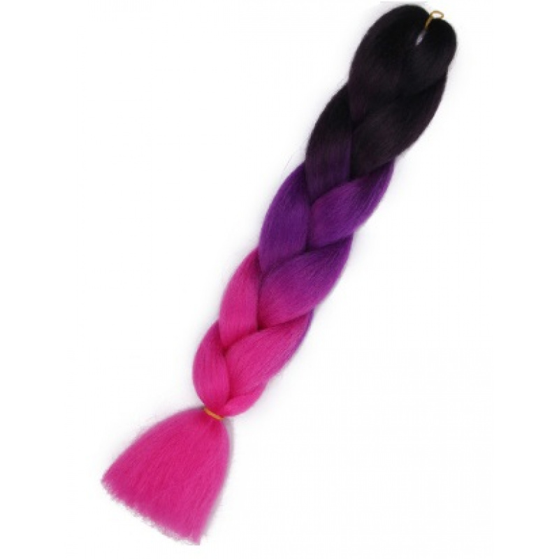Aga Synthetic hair rainbow ombre black-purple-pink