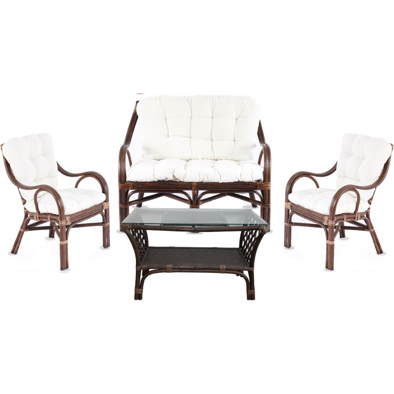 Aga Rattan set BUTEO 2 Choco White