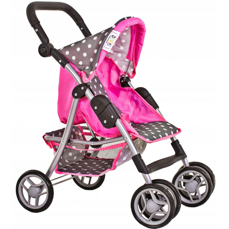 Doris Sports Stroller for dolls 9352 Sedo - Pink with polka dots